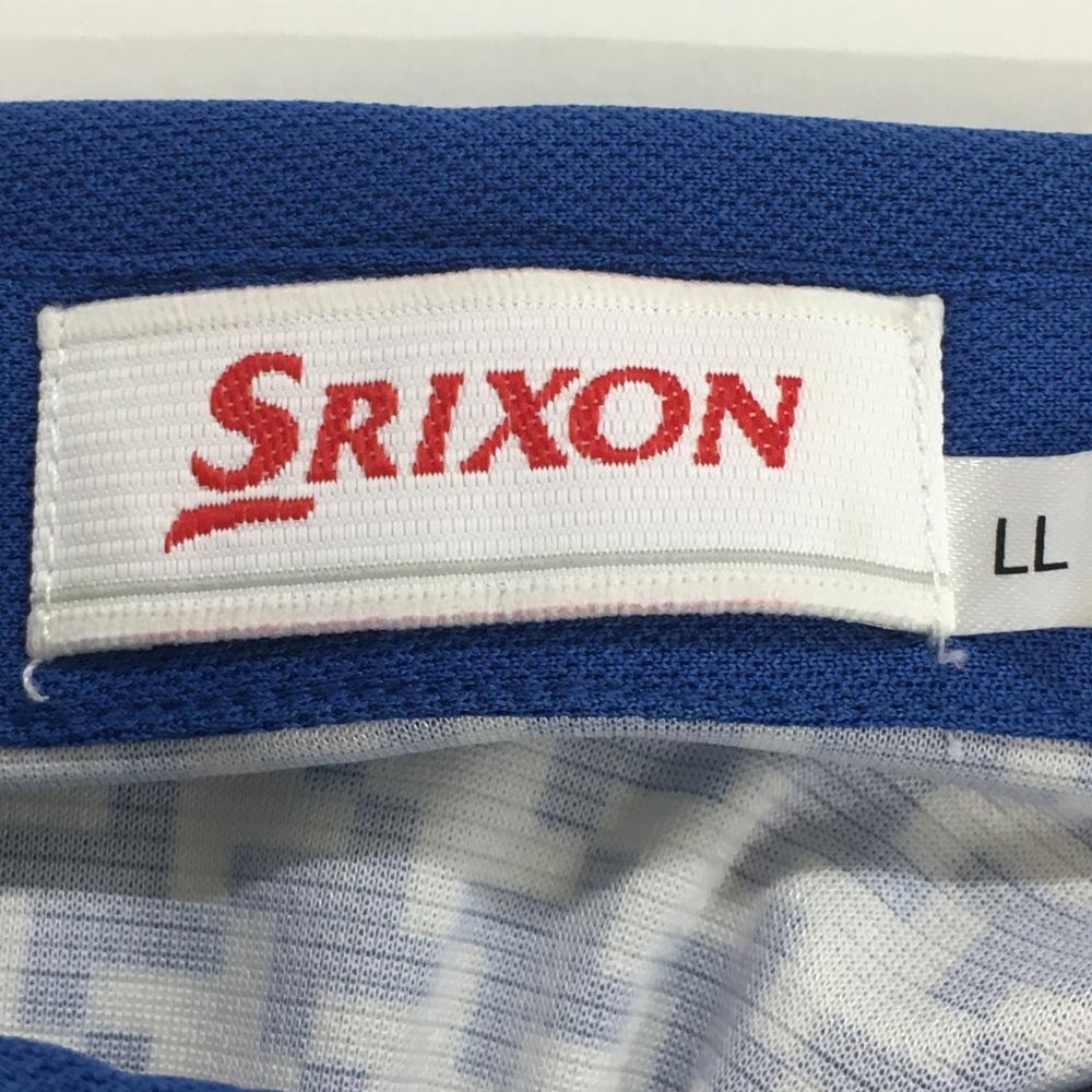 【超美品】スリクソン 半袖ポロシャツ 白×ブルー 総柄 胸2ポケット付 レディース LL ゴルフウェア SRIXONの画像4