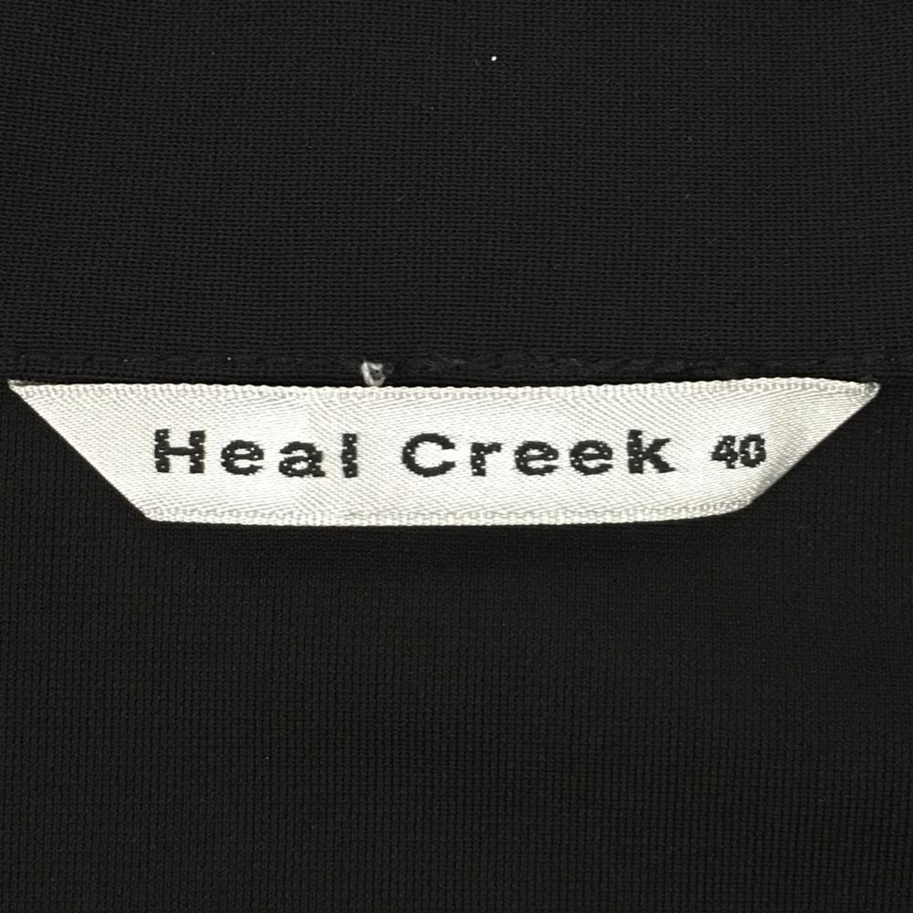 ヒールクリーク フレンチスリーブワンピース 白×黒 フロント柄 ハーフジップ レディース 40(M) ゴルフウェア Heal Creekの画像4