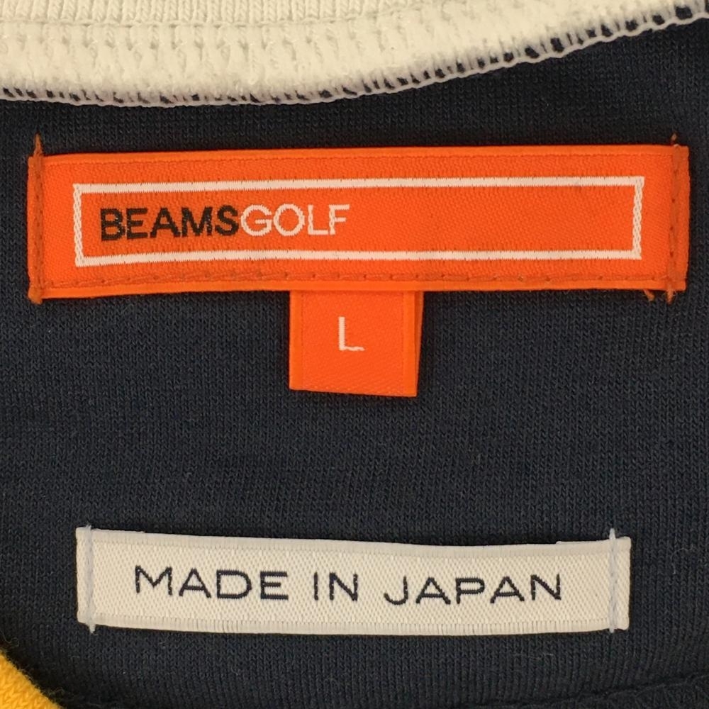 ビームスゴルフ ベスト ネイビー×イエロー Vネックボーダー レディース L ゴルフウェア BEAMS GOLF_画像4