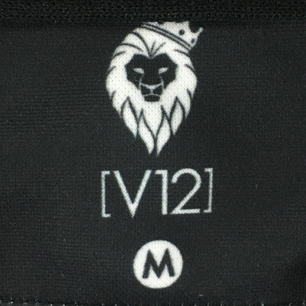 【美品】ヴィトゥエルヴ 半袖ポロシャツ ライトグレー×黒 襟袖星柄 後ろビッグロゴ メンズ M ゴルフウェア V12_画像4