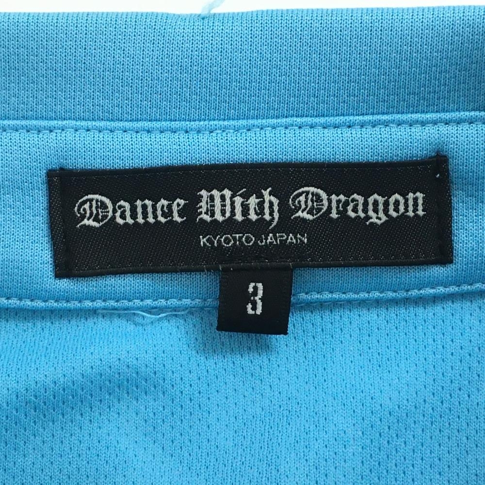ダンスウィズドラゴン 半袖ポロシャツ ライトブルー 地模様 袖花刺しゅうスカル メンズ 3(L) ゴルフウェア Dance With Dragon_画像4
