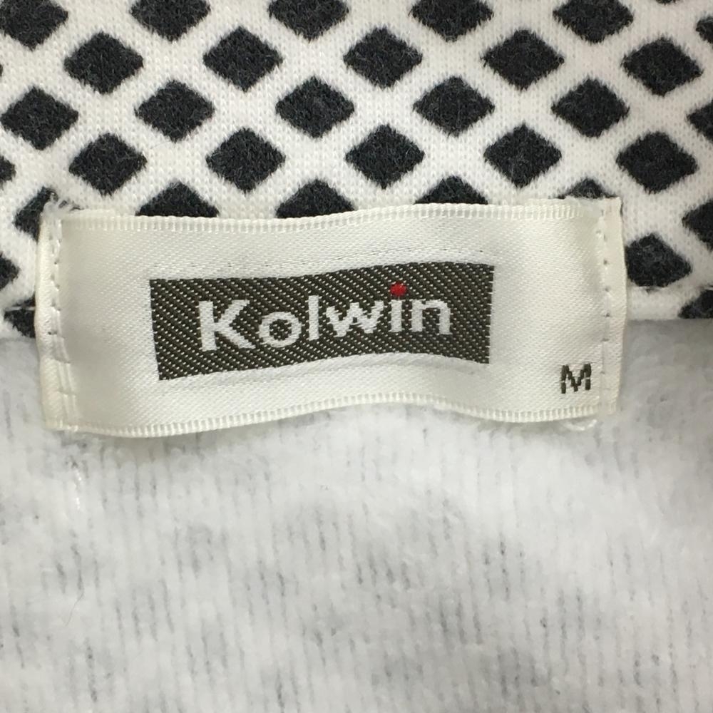 コルウィン 長袖ハイネックシャツ 黒×白 格子柄 ハーフジップ 裏起毛 レディース M ゴルフウェア Kolwin_画像3