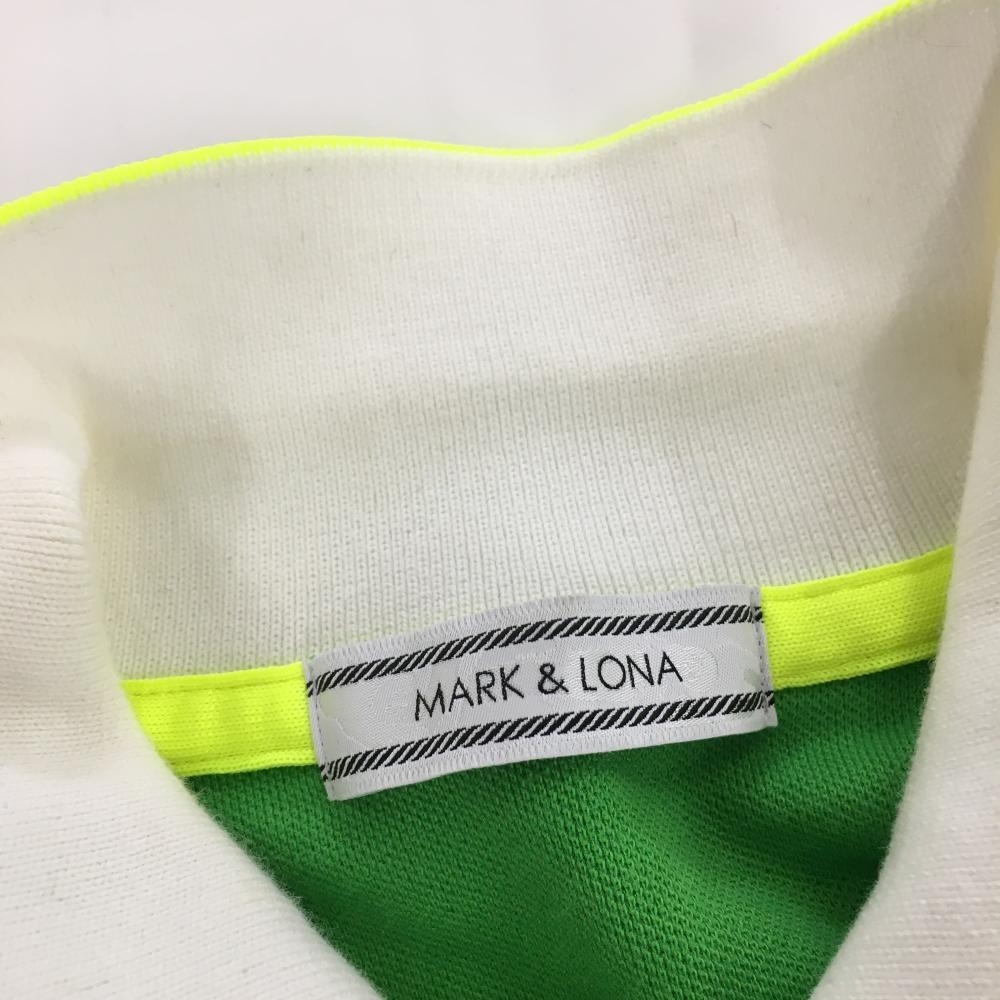 マークアンドロナ ノースリーブポロシャツ グリーン×白 スカル コットン混 レディース XS ゴルフウェア MARK＆LONA_画像7