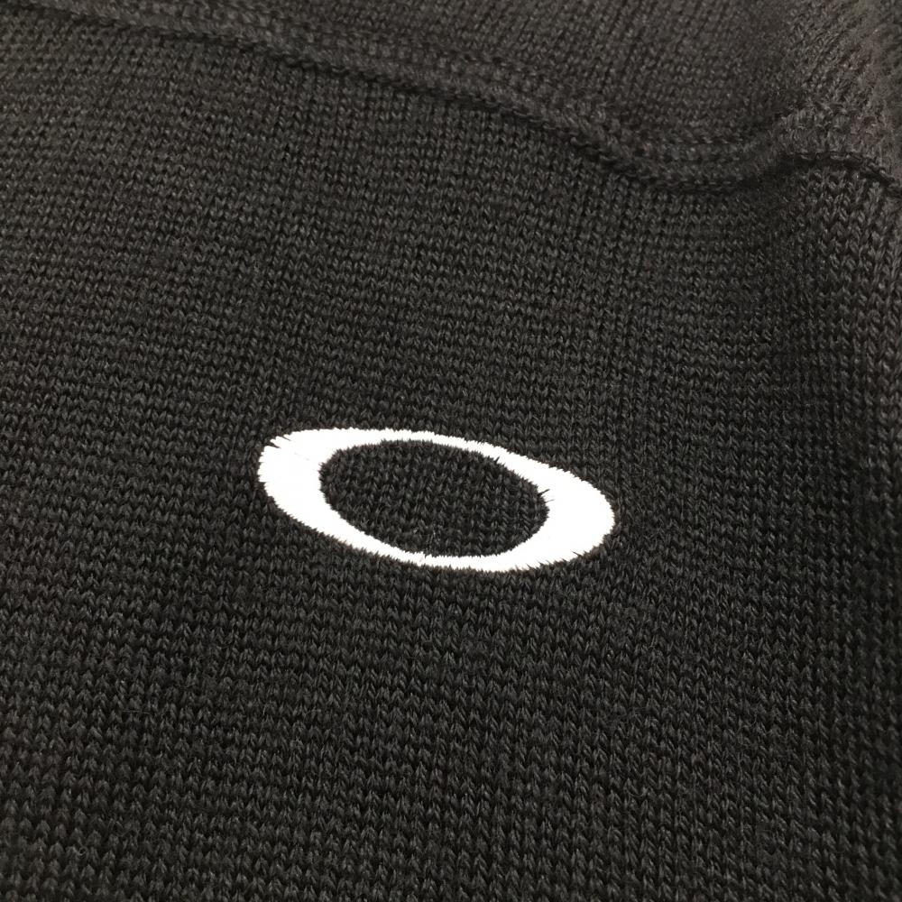 オークリー セーター 黒×ブラウン ロゴ刺しゅう Vネック ウール混 ニット メンズ M ゴルフウェア Oakley_画像4