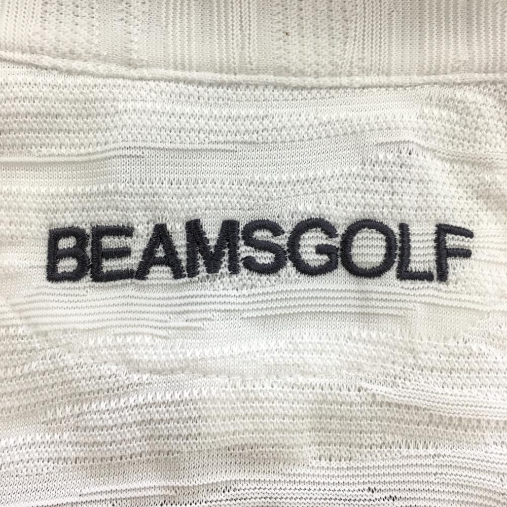 ビームスゴルフ 半袖ポロシャツ 白 織生地 ロゴ刺しゅう メンズ M ゴルフウェア BEAMS GOLF_画像5