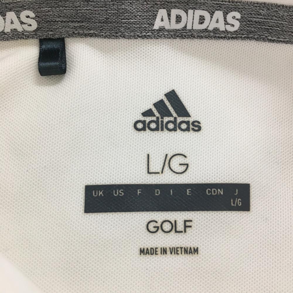 アディダス 半袖ポロシャツ 白×グレー 胸元3ライン メンズ L/G ゴルフウェア adidas_画像4