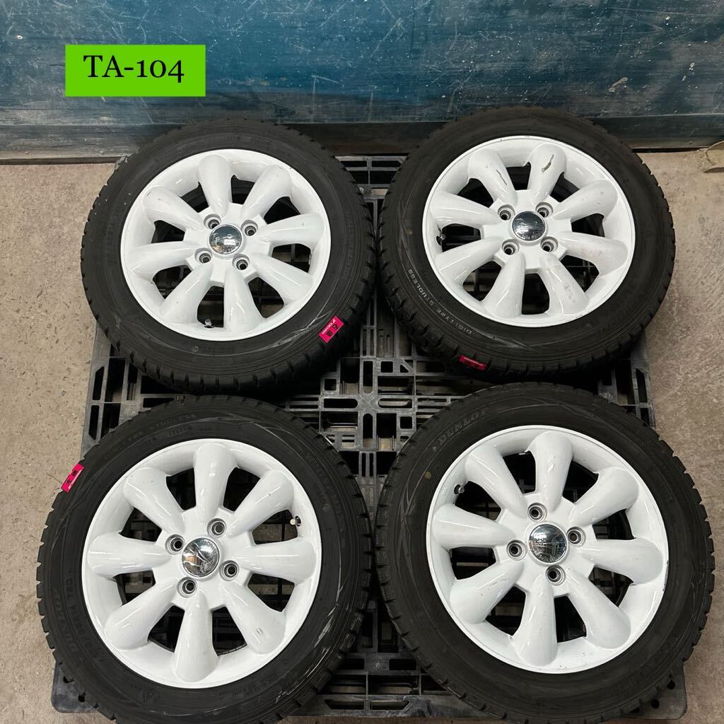 TA-104 激安 ホイール ララパーム 14インチ 4.5J +43 PCD100 4H スタッドレス 155/65R14 19年製4本セット( N-BOX ワゴンR デイズ 現状品_画像1