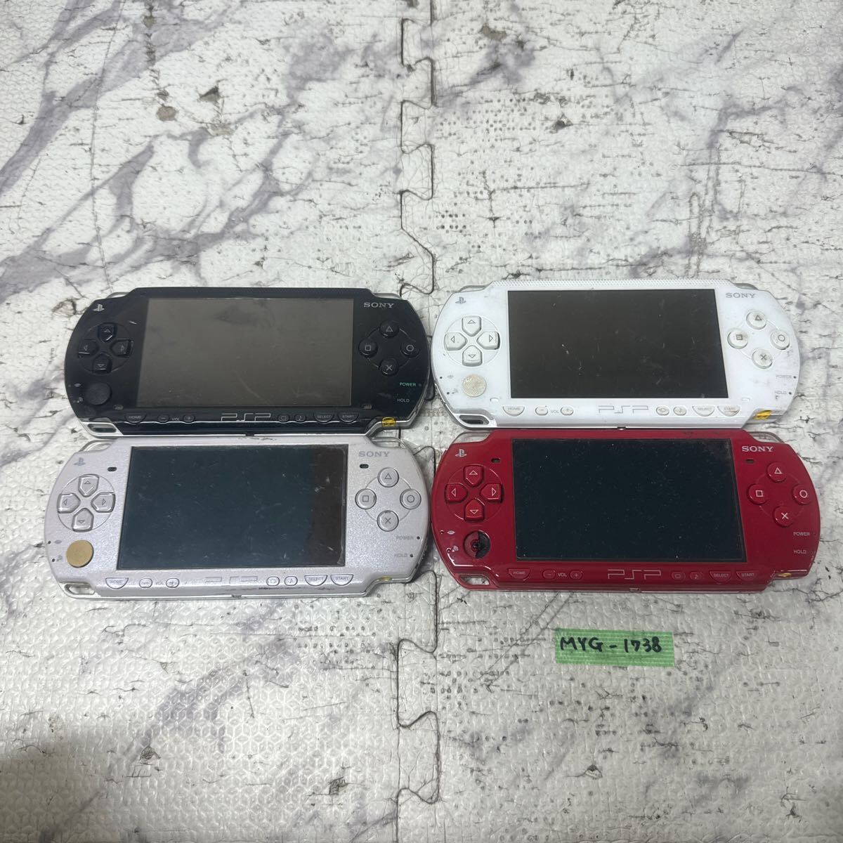 MYG-1738 激安 ゲー厶機 PSP 本体 SONY PSP-1000 PSP-2000 通電、起動OK 4点 まとめ売り ジャンク 同梱不可_画像1