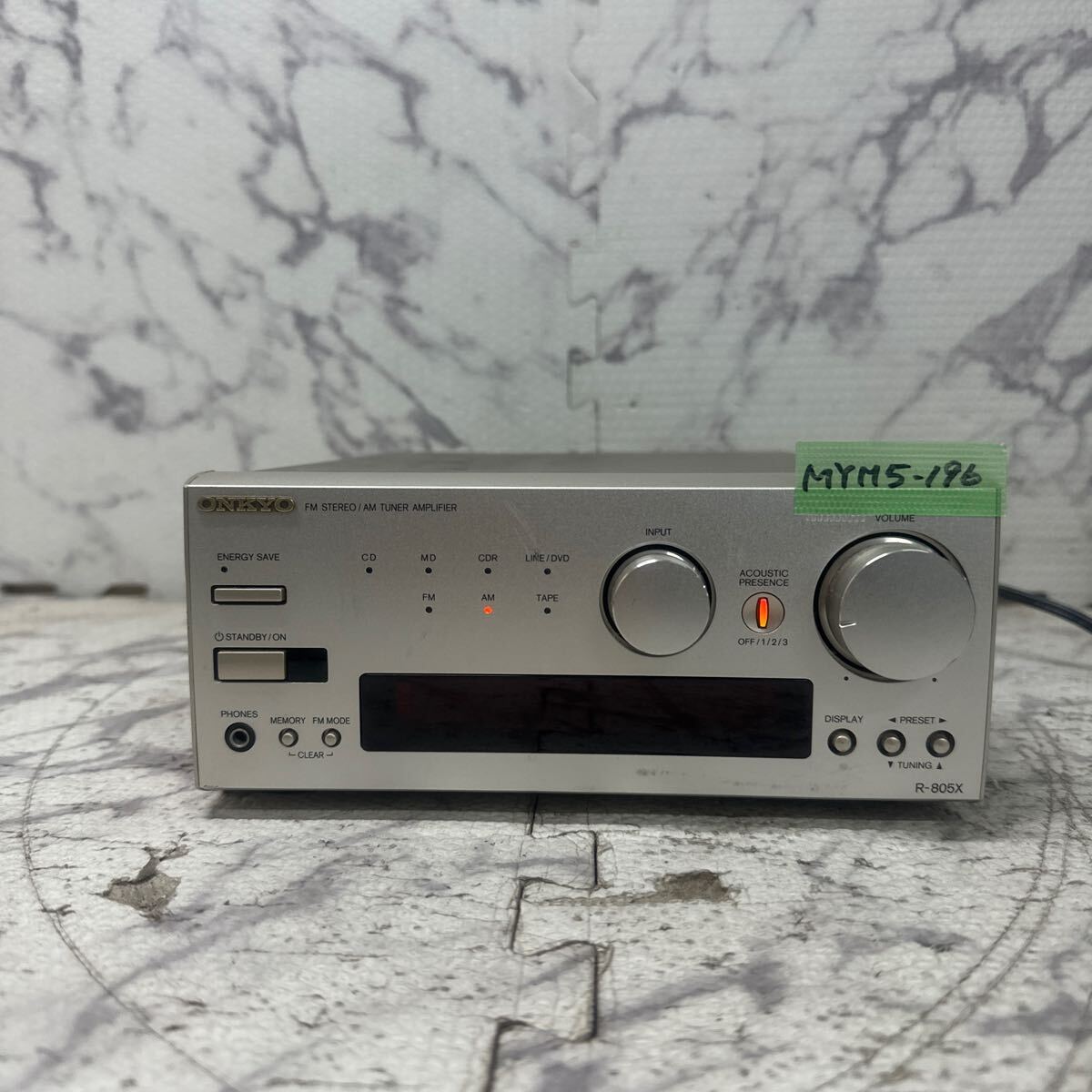 MYM5-196 激安 ONKYO FM STEREO/AM TUNER AMPLIFIER R-805X チューナーアンプ 通電OK 中古現状品 ※3回再出品で処分_画像1