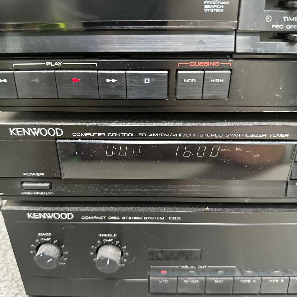 MYM5-304 激安 KENWOOD X-5WR T-7R A-3R アンプ チューナー カセット ケンウッド 通電OK 中古現状品 ※3回再出品で処分_画像3