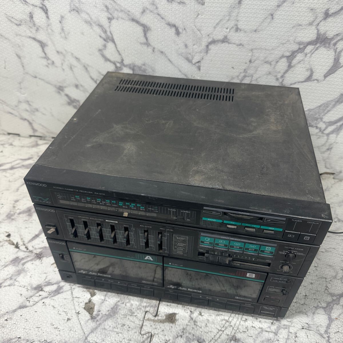 MYM5-443 激安 KENWOOD STEREO CASSETTE RECEIVER RX-GTR カセットレシーバー 通電OK 中古現状品 ※3回再出品で処分_画像3