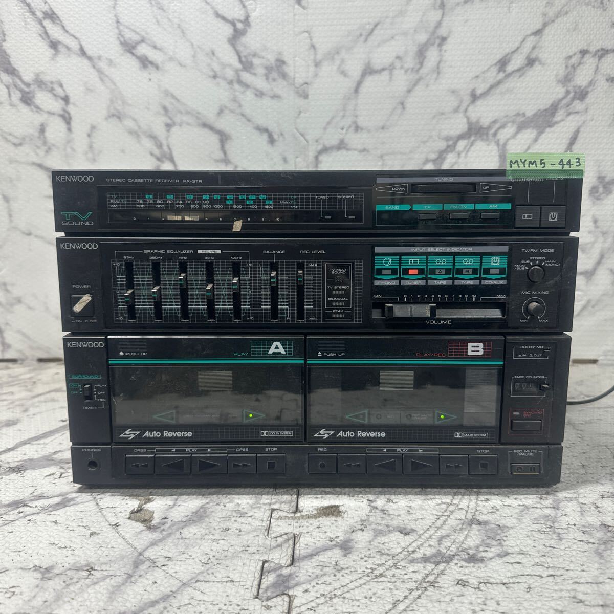 MYM5-443 激安 KENWOOD STEREO CASSETTE RECEIVER RX-GTR カセットレシーバー 通電OK 中古現状品 ※3回再出品で処分_画像1