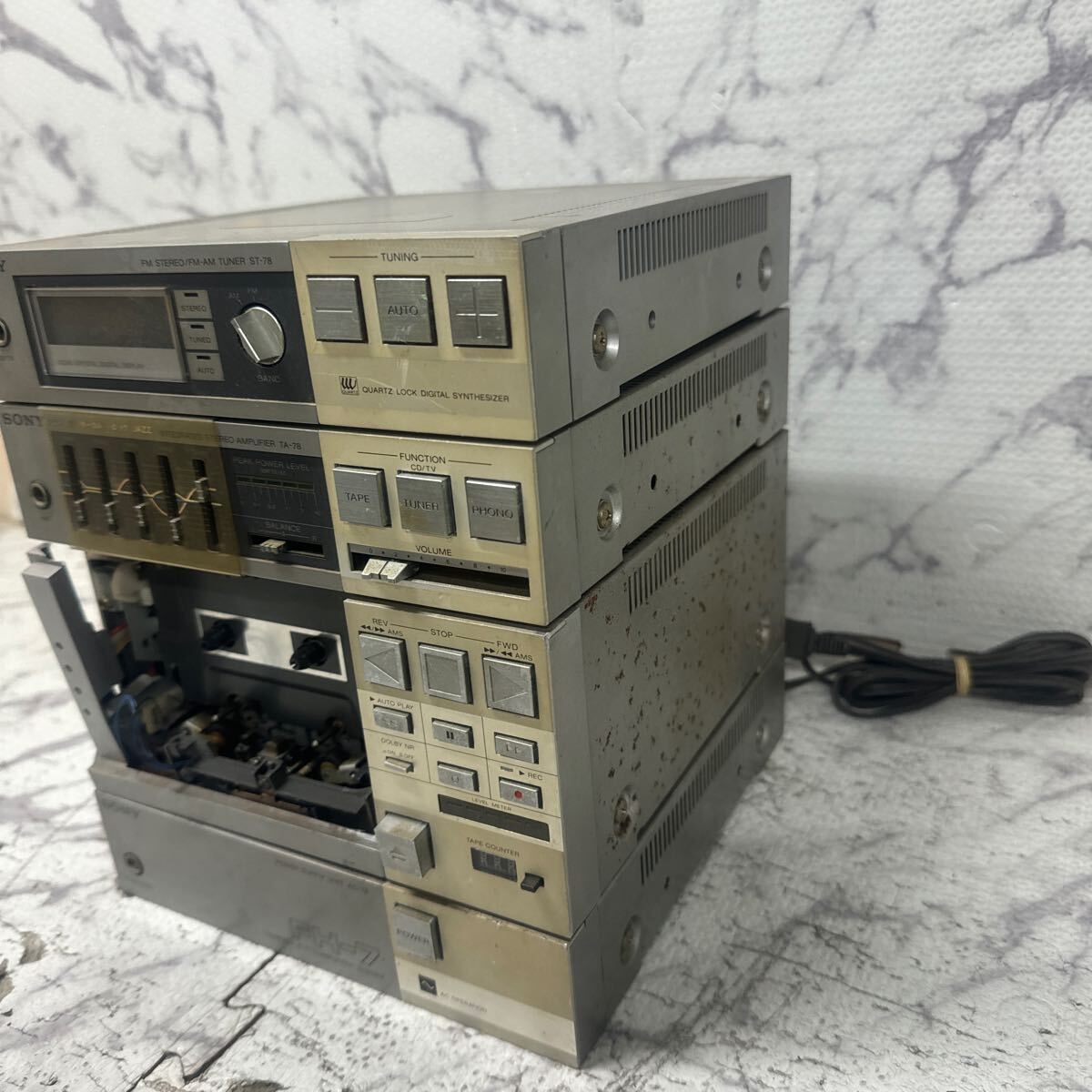 MYM5-444 激安 SONY TUNER ST-78 / AMPLIFIER TA-78 / CASSETTE DECK / POWER SUPPLY AC-78 通電不可 ジャンク品 ※3回再出品で処分_画像4