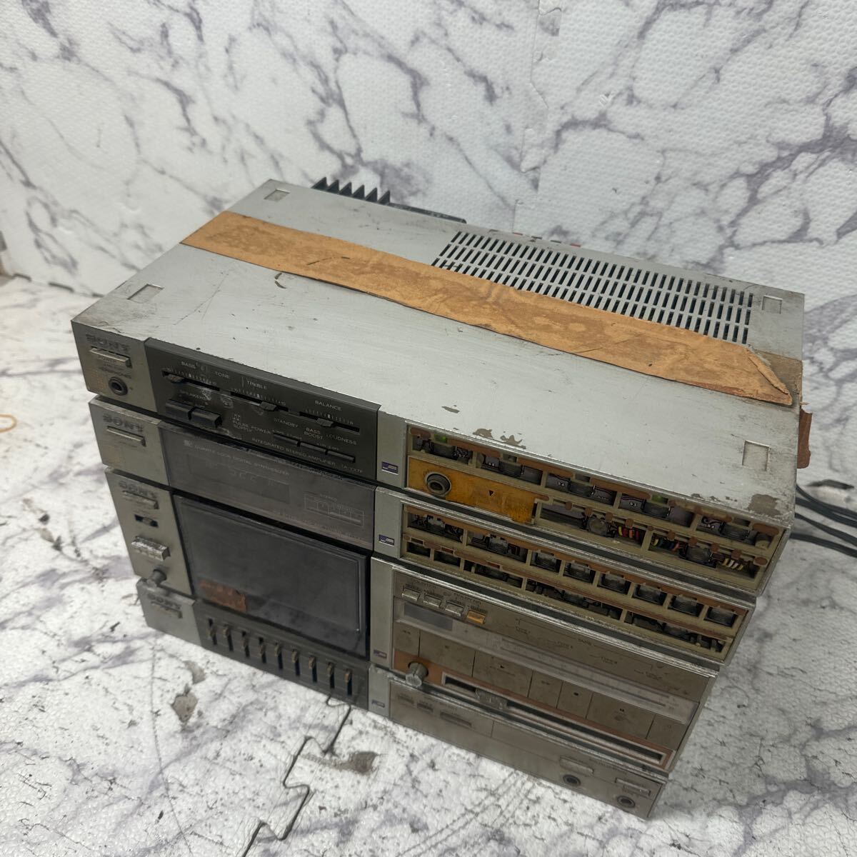 MYM5-450 激安 SONY AMPLIFIER TA-YX7 / TUNER ST-YX7 / TAPE RECORDER TC-YX-70 / EQUALIZER SEQ-5 通電OK 中古現状品 ※3回再出品で処分_全体的に汚れ酷い