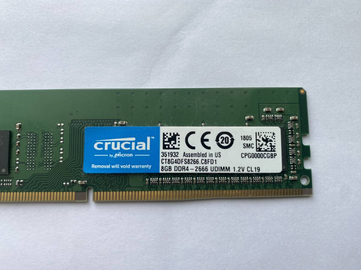 crusial DDR4-2666 8GB 1枚 普通のデスクトップパソコン用メモリ（ノート、サーバー用ではありません）memtest86で確認済み_画像2