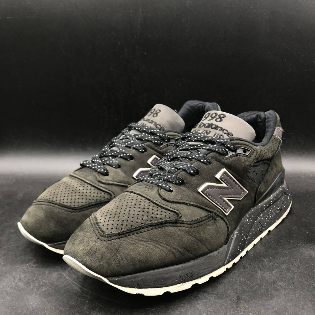 M2762 USA製 new balance ニューバランス 998 ローカット スニーカー メンズ US8 D 26.0cm相当 ブラック 黒 靴 シューズ M998ABK_画像1