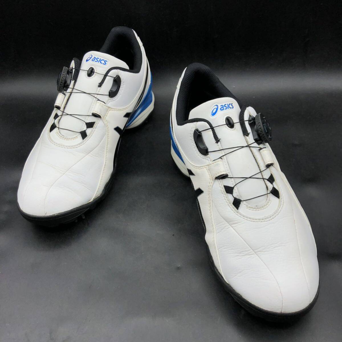 M2764 良品 ASICS アシックス TGN910 GEL-ACE TOUR Boa ゴルフシューズ スパイクシューズ ボア メンズ US8/26.0cm ホワイト ブルー 靴