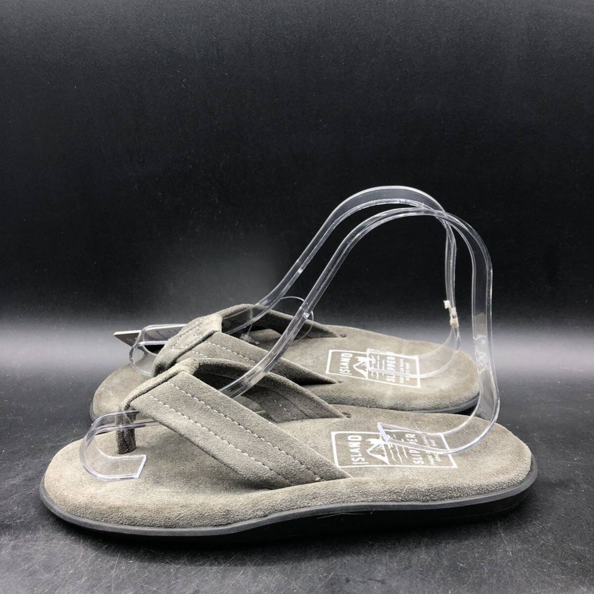 M2924 訳あり 未使用 Island Slipper アイランドスリッパ レザー スエード トング サンダル 5/22.0cm相当 グレー ビーチサンダル スリッパ_画像4