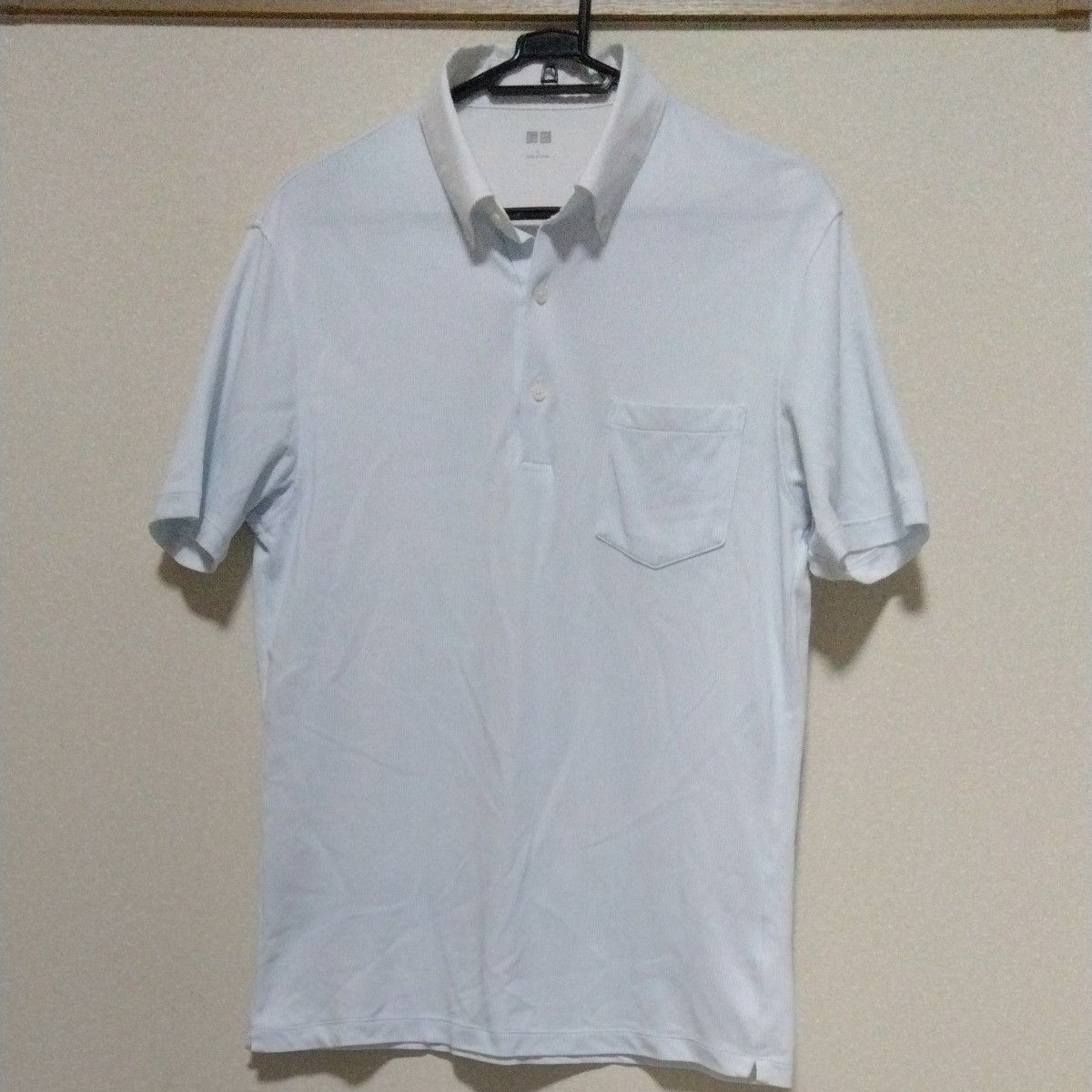 ユニクロ　UNIQLO　メンズ　Lサイズ　半袖　 ポロシャツ 　半袖シャツ 　ストライプ　ホワイト襟　