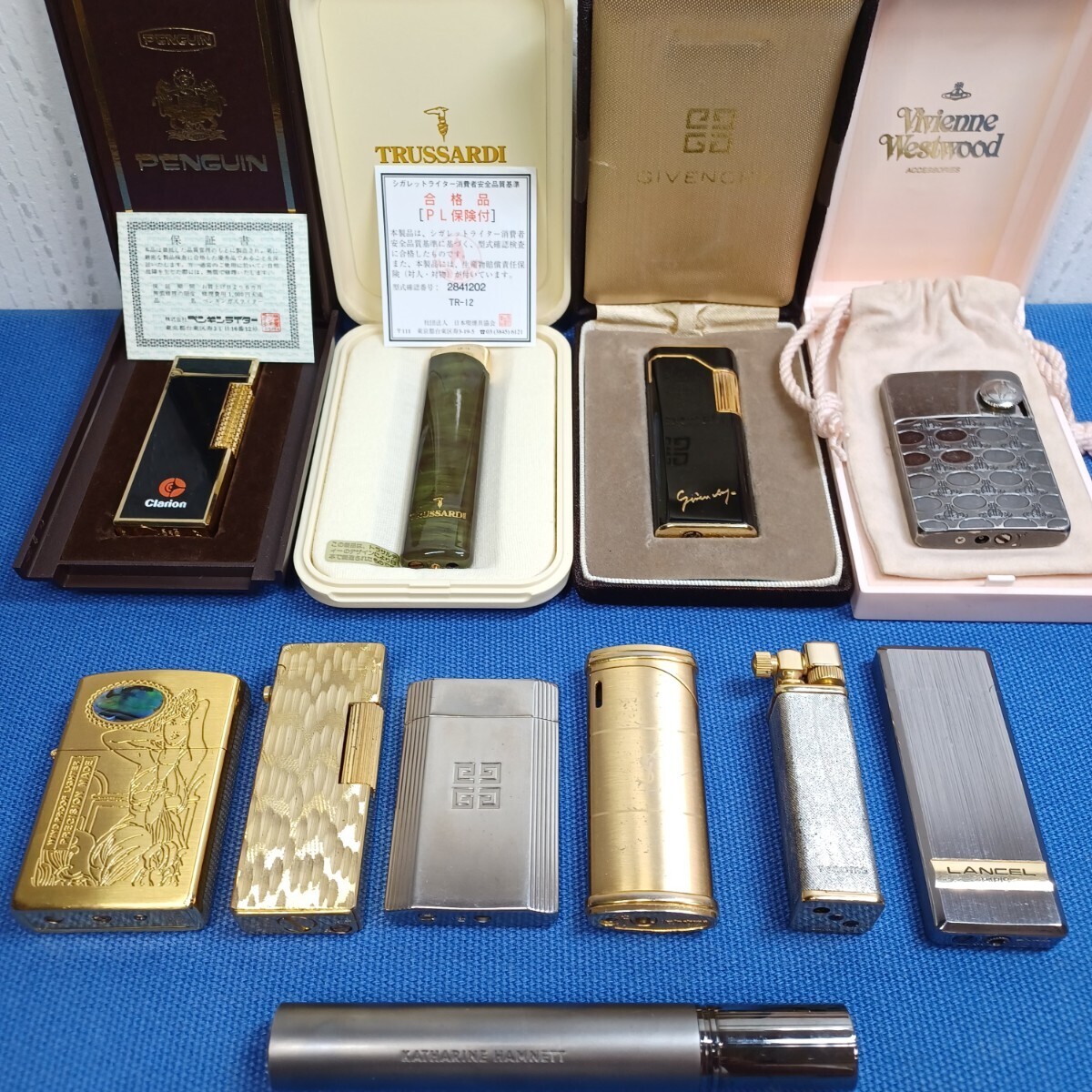 ◆ブランド ガスライター まとめて 11点◆アンティーク ライター◆GIVENCHY◆YSL◆LANCEL◆Vivienne Westwood◆PENGUIN 他◆ジャンク扱い_画像1