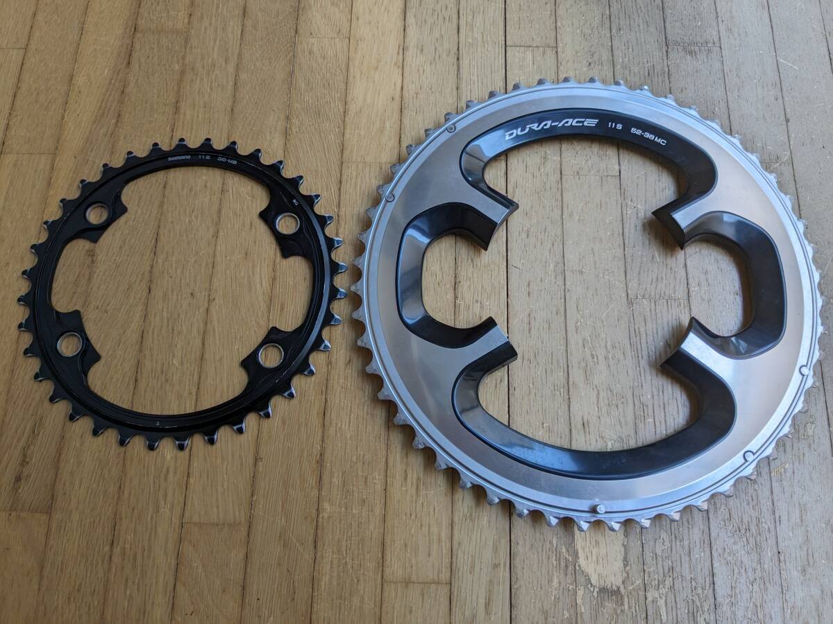【送料無料】 美品 軽量140g デュラエース FC-9000 セミコンパクト チェーンリング52-36 DURA ACE 9000