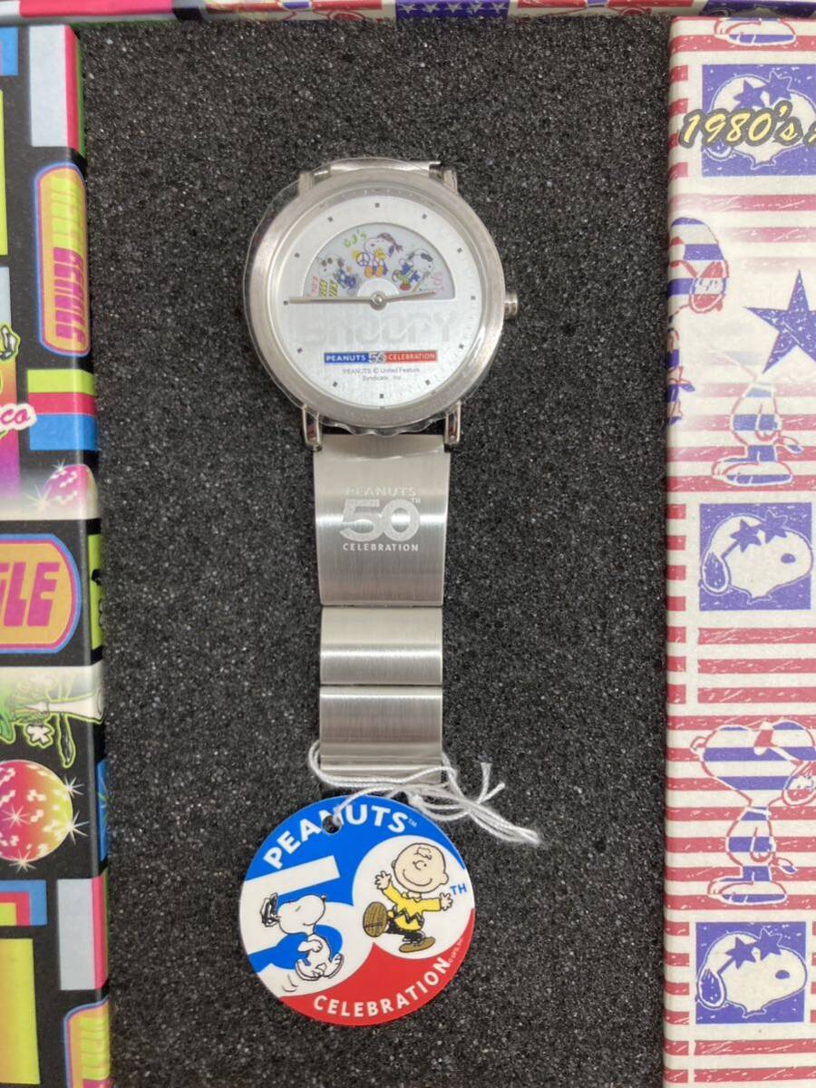 [ ограниченный товар ]SNOOPY Snoopy 50 годовщина ограничение наручные часы PEANUTS CELEBRATION 50 anniversary commemoration не использовался ( серийный номер ввод )