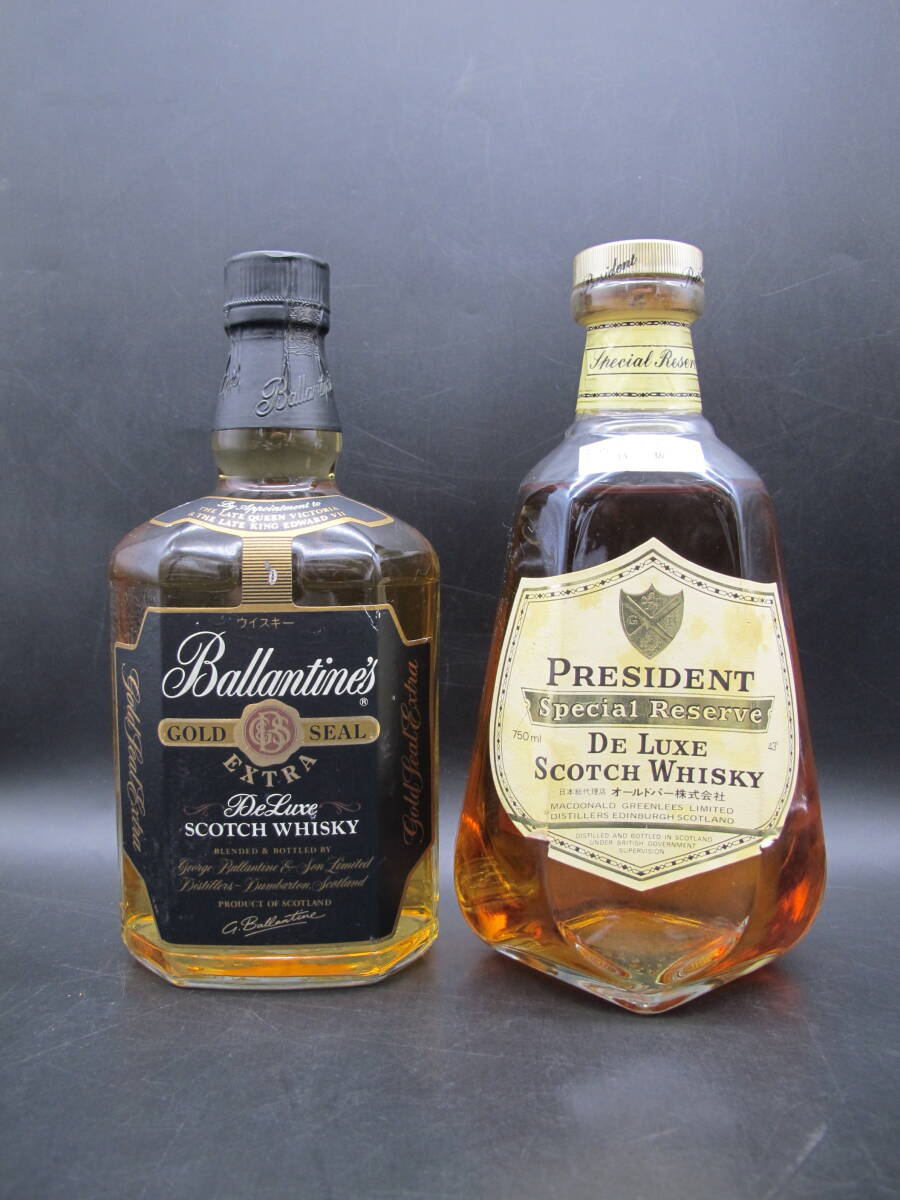 Ballantine's バランタイン GOLD SEAL/PRESIDENT プレジデント スコッチ ウイスキー【未開栓】古酒 2本セットの画像1