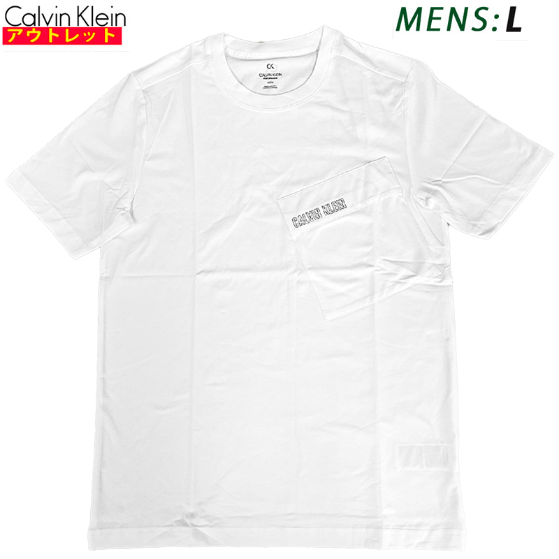 カルバンクライン 新品・アウトレット 半袖 Tシャツ 4MS0K130 100 WHITE 白 Lサイズ メンズ クリックポストで送料無料の画像1