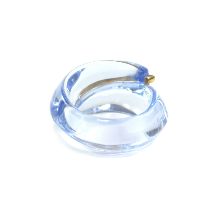 バカラ （Baccarat） クリスタル コキアージュ リング 指輪 約10.5号 750 K18 YG クリアブルー 7.8g（中古）_画像4