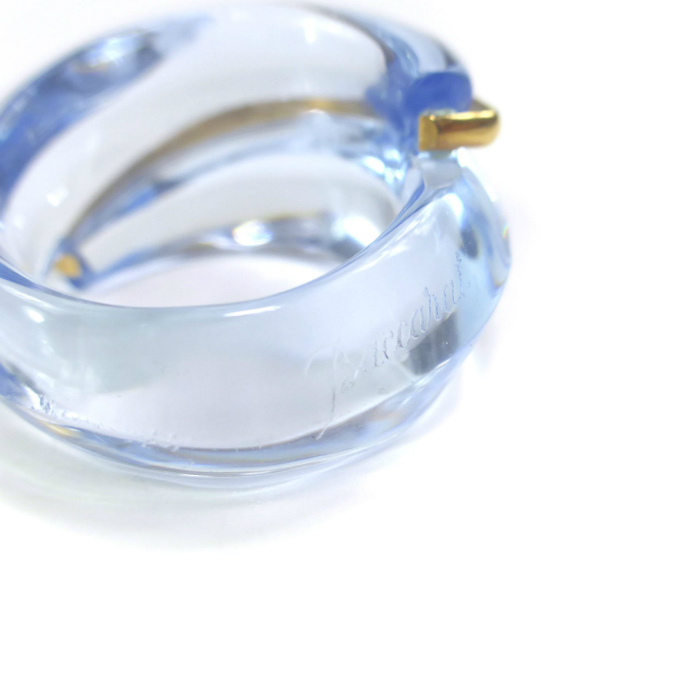 バカラ （Baccarat） クリスタル コキアージュ リング 指輪 約10.5号 750 K18 YG クリアブルー 7.8g（中古）_画像5