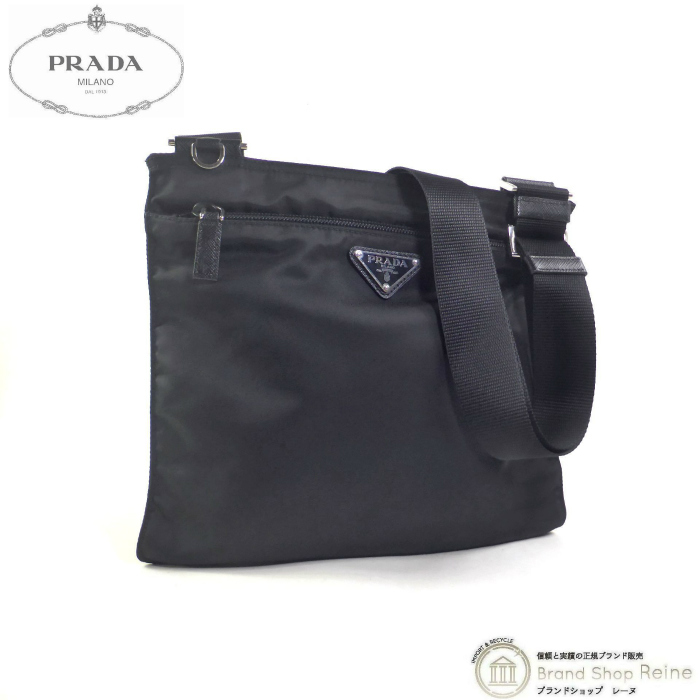 プラダ （PRADA） ナイロン テスート×サフィアーノ ショルダー バッグ 1BH978 NERO（新品同様）中古_画像1