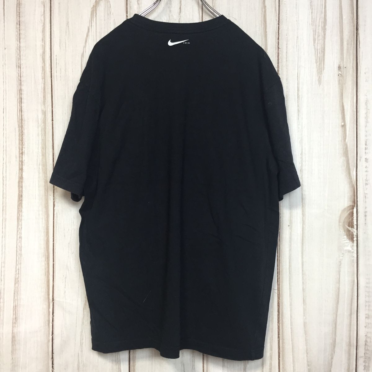 【ナイキ 半袖ビッグロゴTシャツ】ビッグスウッシュ L 黒 NIKE 古着