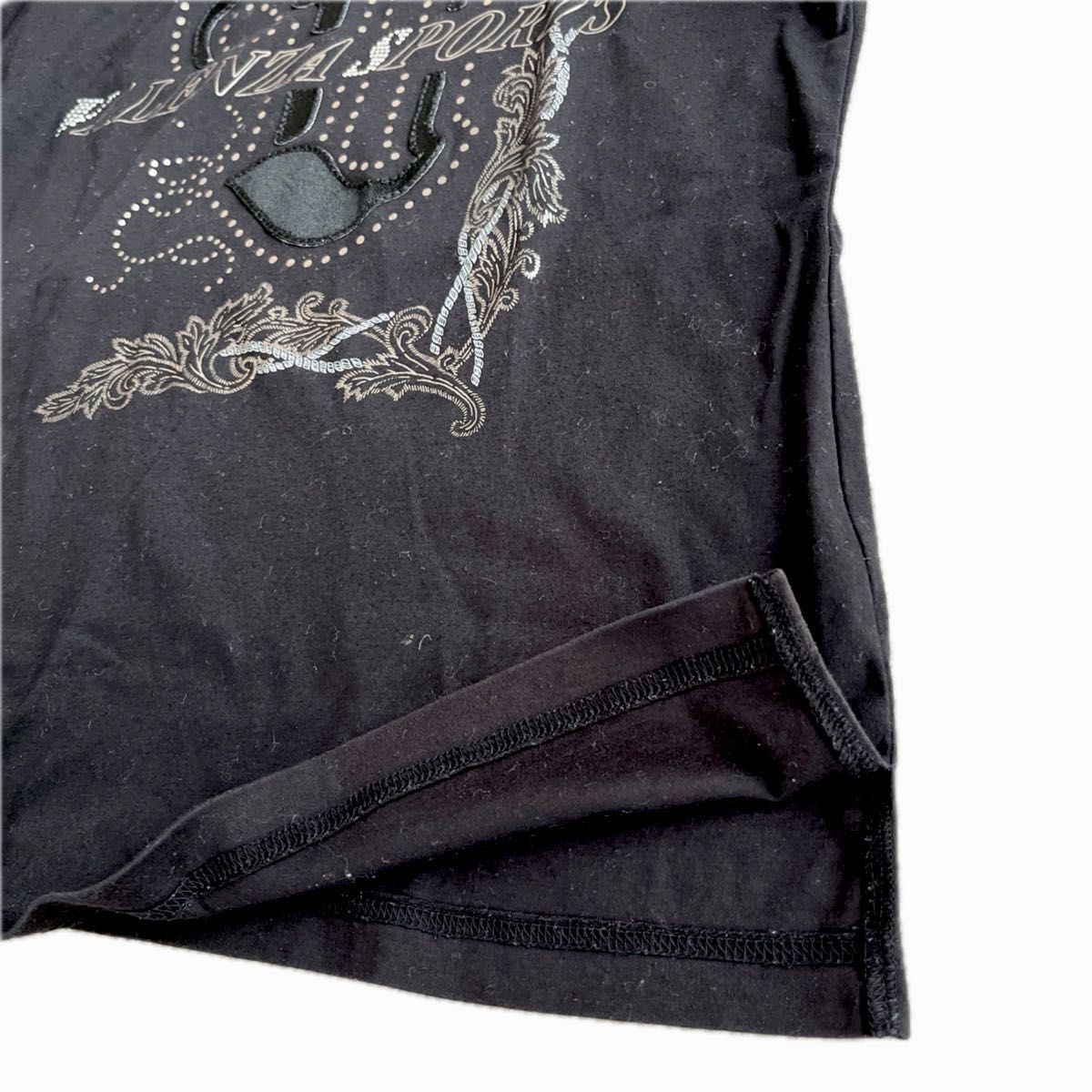 バレンザポー スポーツ★半袖Tシャツ　トップス　40サイズ　黒　綿100%  日本製　両サイドスリット★おまとめ割引き有