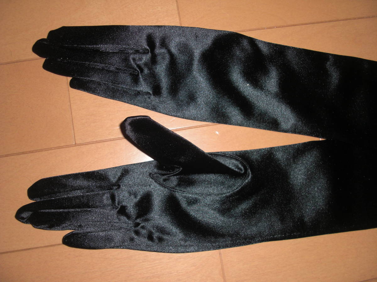  satin Super Long glove black (55.) made in Japan prompt decision yaf cat! cat pohs free shipping [ anonymity shipping ]