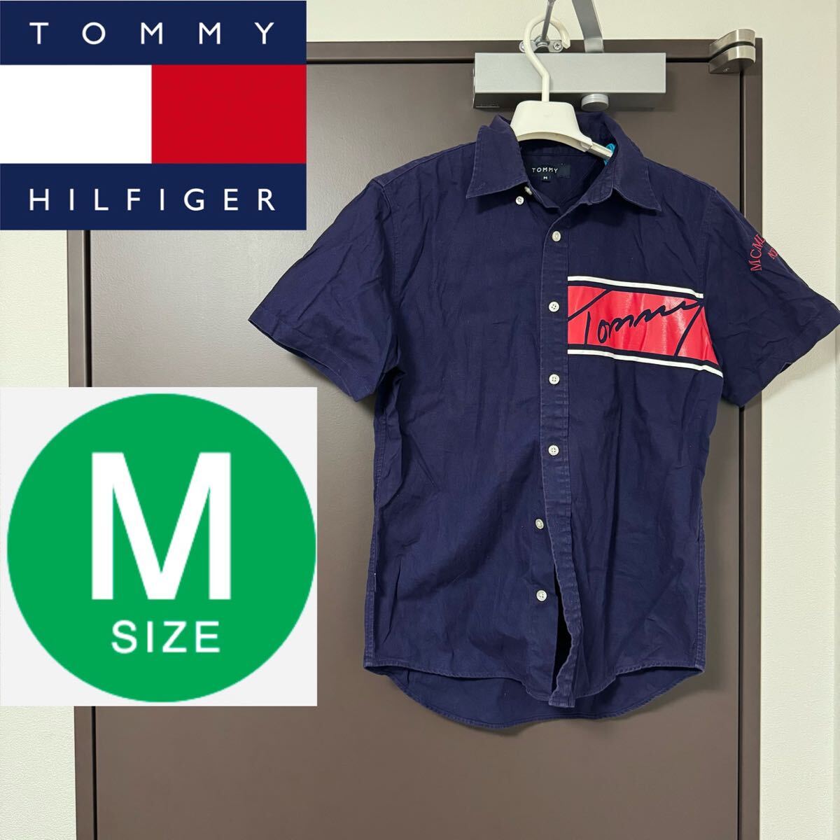 トミーヒルフィガー TOMMY HILFIGER Mサイズ ロゴ メンズ M ジャケット トミー シャツ 半袖シャツ 半袖 ポロシャツ 紺 ネイビー Tシャツ_画像1