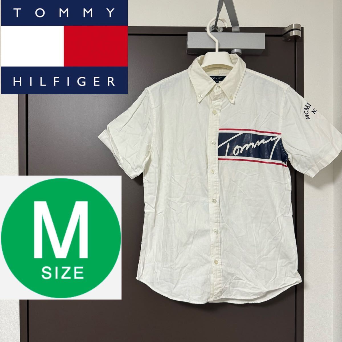 トミーヒルフィガー TOMMY HILFIGER Mサイズ ロゴ メンズ M ジャケット トミー シャツ 半袖シャツ 半袖 ポロシャツ Tシャツ 白 ホワイト_画像1