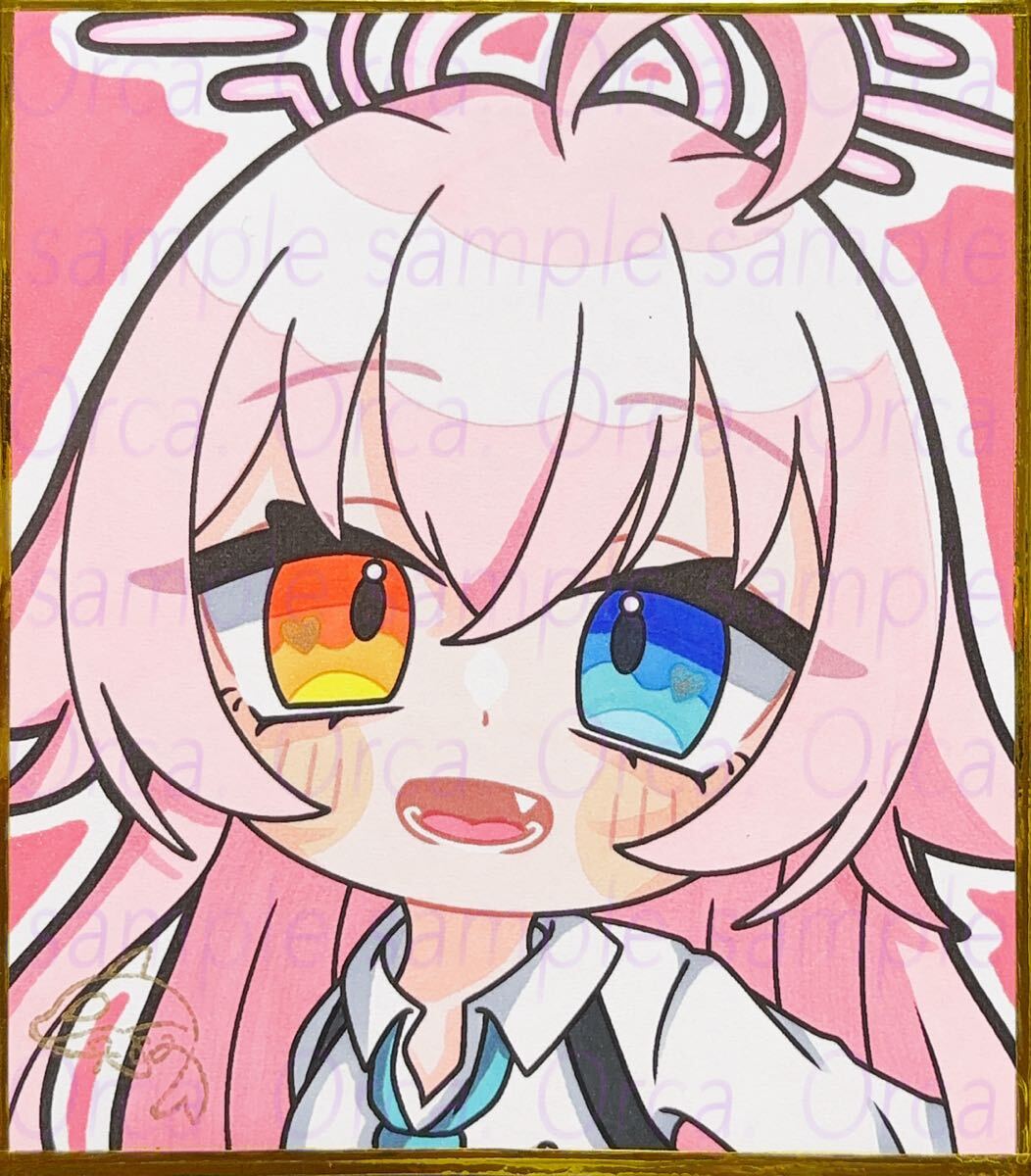 夏コミ ぱんやかわ C104 ブルアカ ポニテホシノ 直筆イラスト ミニ色紙 Yahoo!オークション - 手描きイラスト ミニ色紙 同人 ブルアカ