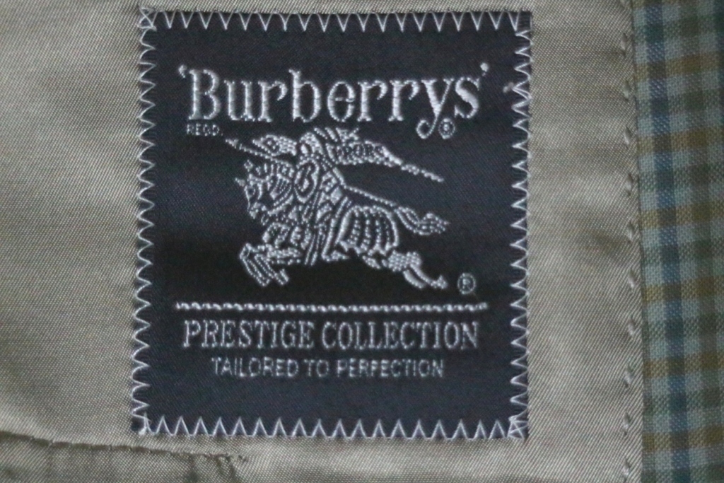 # rare Vintage #Burberrys PRESTAGE COLLECTION# spring summer 2. button jacket BE4 S green group check Old Burberry made in Japan 