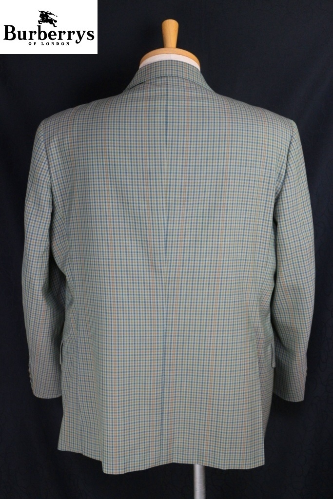 # rare Vintage #Burberrys PRESTAGE COLLECTION# spring summer 2. button jacket BE4 S green group check Old Burberry made in Japan 