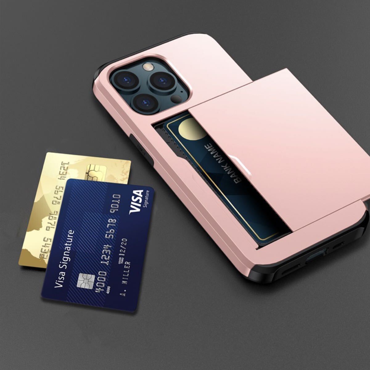 iPhone 13Pro スマホケース カード収納 耐衝撃 軽量　レッド_画像5