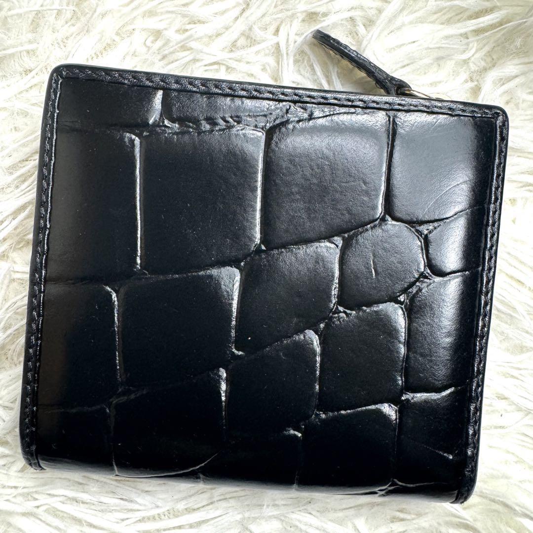 希少品 / Vivienne Westwood ヴィヴィアンウエストウッド エンボスクロココンパクトウォレット 二つ折り財布 パテントレザー ブラック_画像2