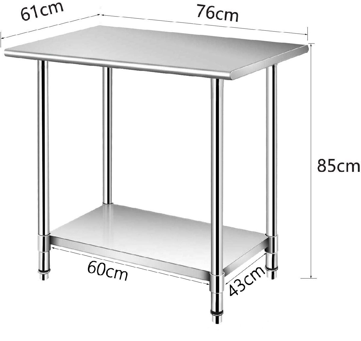 ybaymy ステンレス 作業台 2段タイプ 調理台 760×610×850mm ステンレス調理台 板厚40mm 業務用キッチン 調理作業台 作業テ_画像2