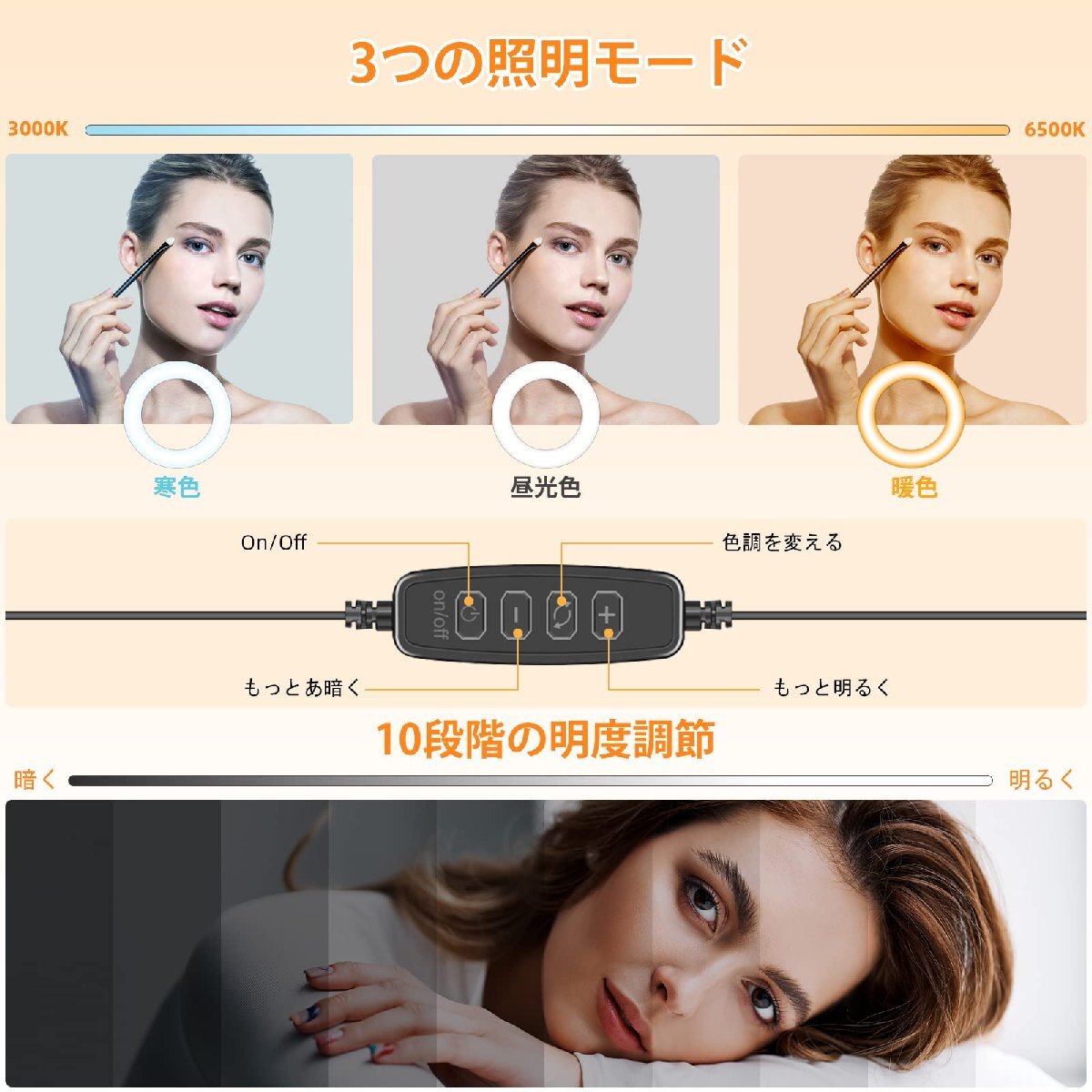 Evershop リングライト 掛け式 モニターライト デスク 卓上 LED 女優ライト パソコン pc zoom クリップライト 撮影用 照明 配_画像4