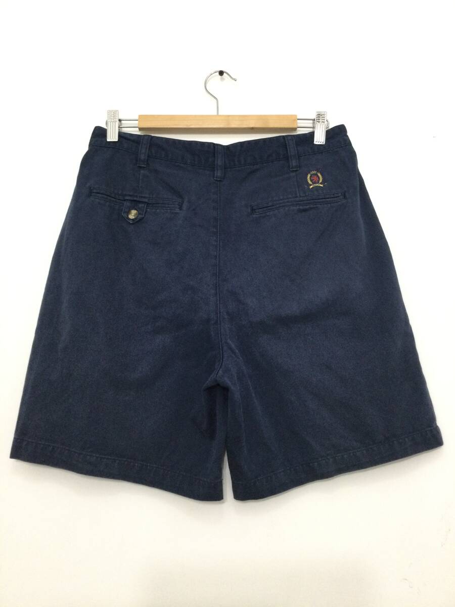 TOMMY HILFIGER トミーヒルフィガー 2タック ハーフパンツ チノショーツ 短パン 腰ロゴ W32 メンズM〜【良品、色落ちあり】242_画像7