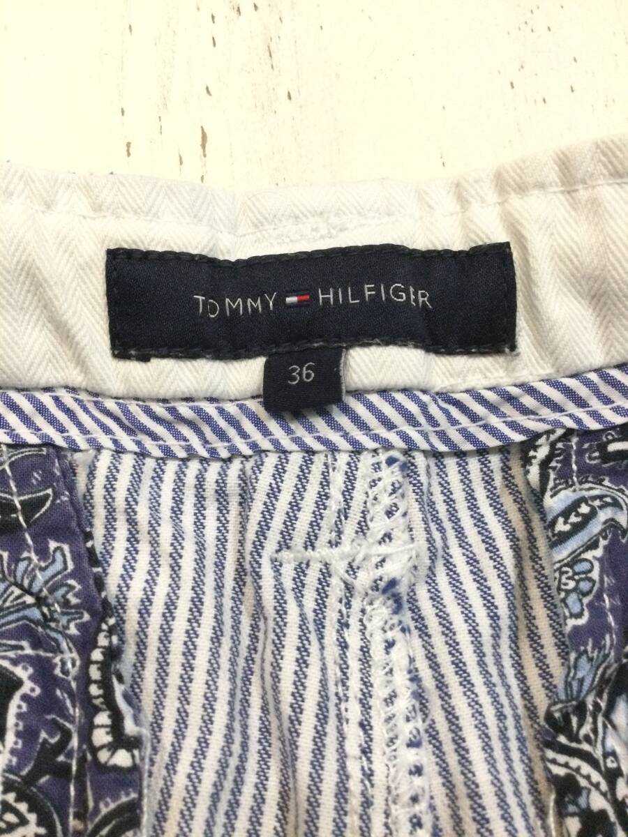 TOMMY HILFIGER トミーヒルフィガー ストライプ柄 ハーフパンツ カーゴショーツ 短パン 腰ロゴ W36 メンズL〜XL 大きめ【良品】242_画像10