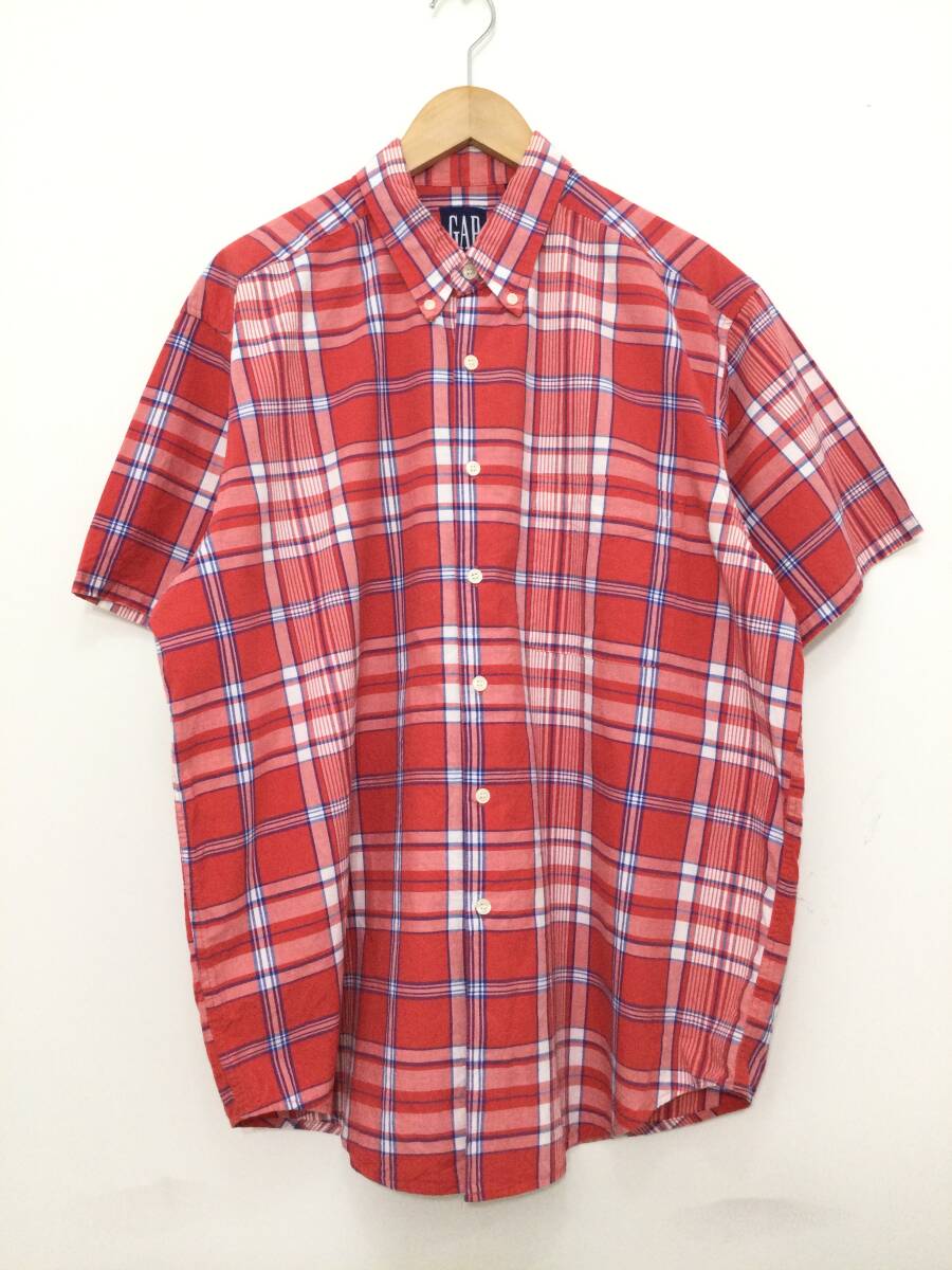 GAP ギャップ OLD GAP オールド チェック柄 コットンシャツ 半袖シャツ ロゴなし メンズL? 大きめ【良品綺麗】242