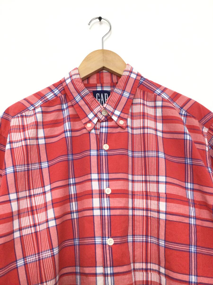 GAP ギャップ OLD GAP オールド チェック柄 コットンシャツ 半袖シャツ ロゴなし メンズL? 大きめ【良品綺麗】242