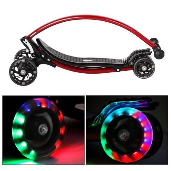  new goods * free shipping ] kick scooter scooter age 4-10 -years old LED shines wheel 4 wheel folding foot brake light weight carrying convenience 