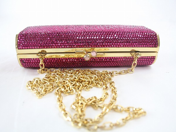 1 jpy JUDITH LEIBER Judy s* Lee bar * Swarovski party bag clutch bag *sho King pink 20013