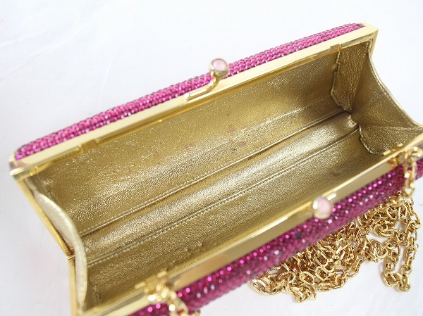 1 jpy JUDITH LEIBER Judy s* Lee bar * Swarovski party bag clutch bag *sho King pink 20013